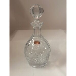 Gorham Lead Crystal Whiskey Decanter Floral Diamond Cut WGermany 11 inch Clear